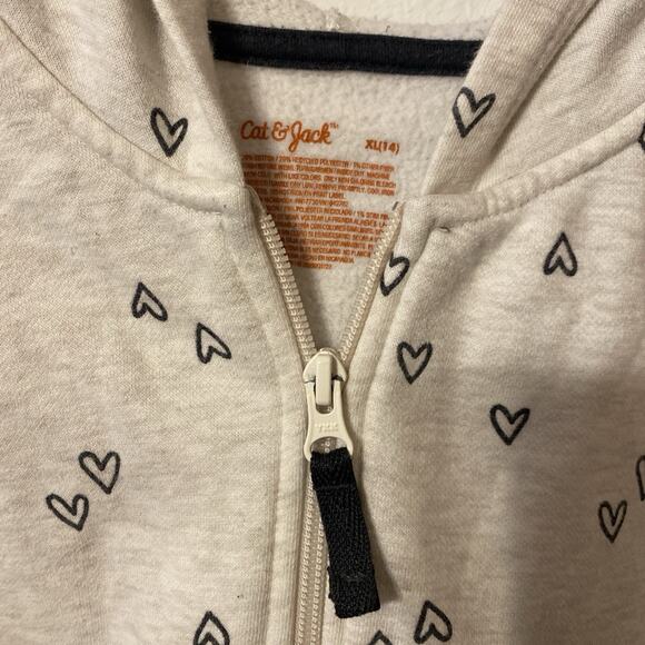 Cat and Jack Girls 14 Zip Hoodies Lot of 4 Galaxy, Butterflies, Hearts, Flowers - Picture 7 of 16